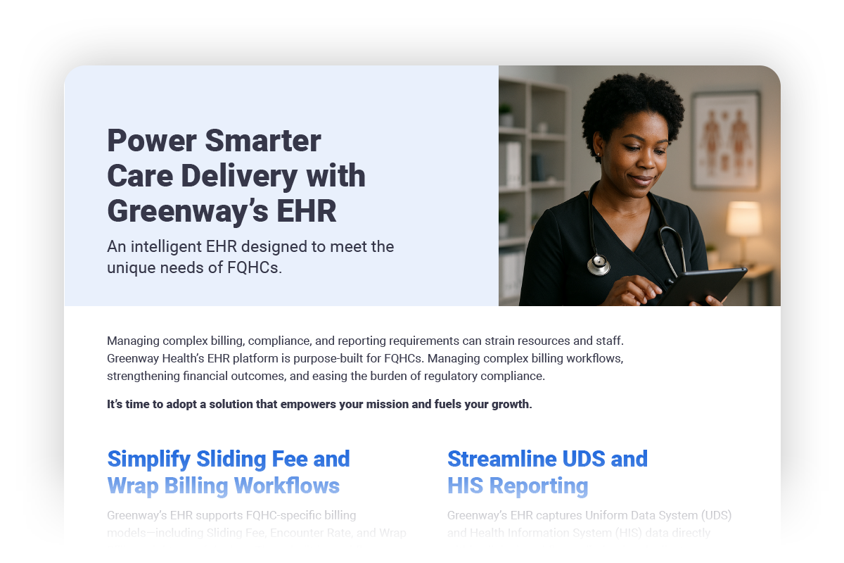 preview of a PDF brochure for FQHC practices