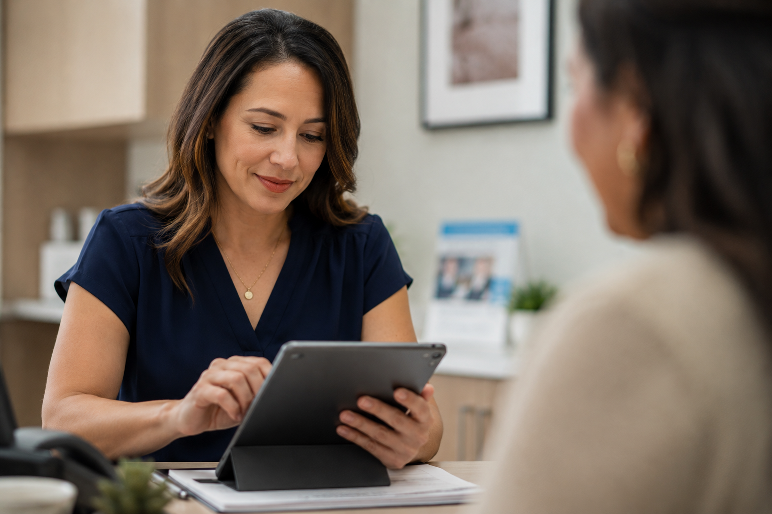 Healthcare analytics software dashboard on a laptop